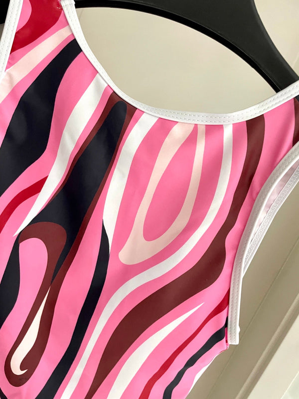 Pucci Printed One-Piece Pink Swimsuit Cotton Blend 149644