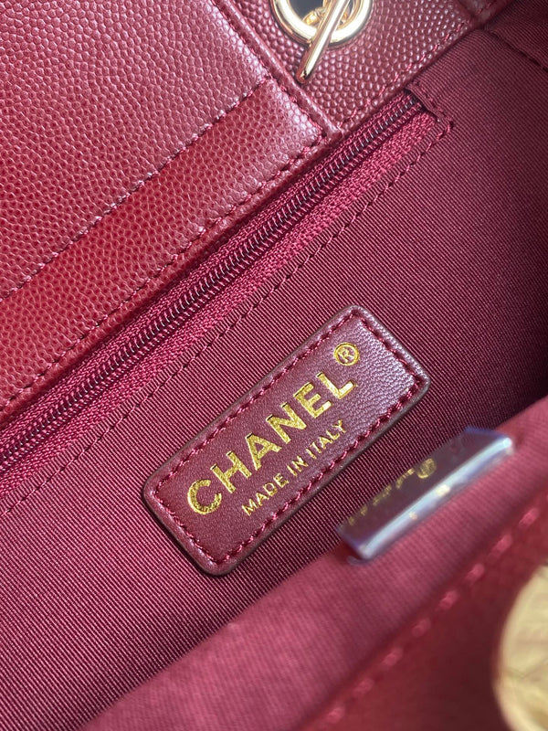CC Tote Bag 25cm Burgundy Caviar Cowhide