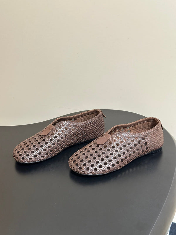 LP 26s Floaty Flats Brown Handwoven Cowhide Leather 235277