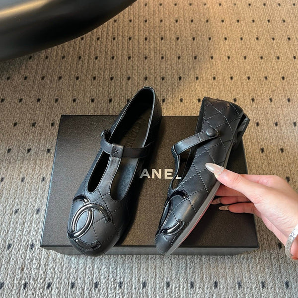 CC 26s T-Strap Mary Jane Flats Black Cowhide