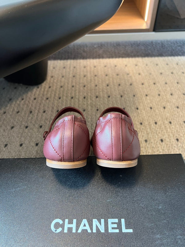 CC 26s Coco Beach Mary Jane Flats Burgundy Cowhide