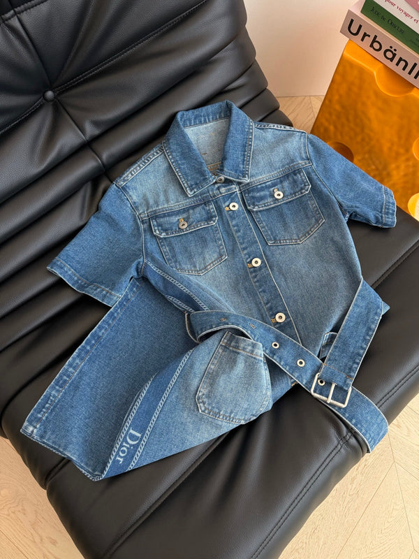 CD 2026 Denim Dress with Belt Blue Cotton 391780