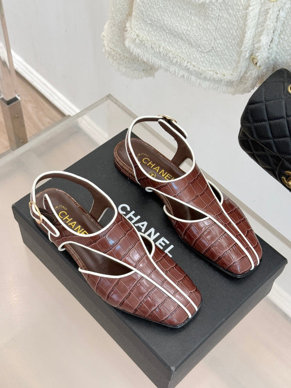 CC 26P T-Strap Flats Square Toe Calfskin 841980