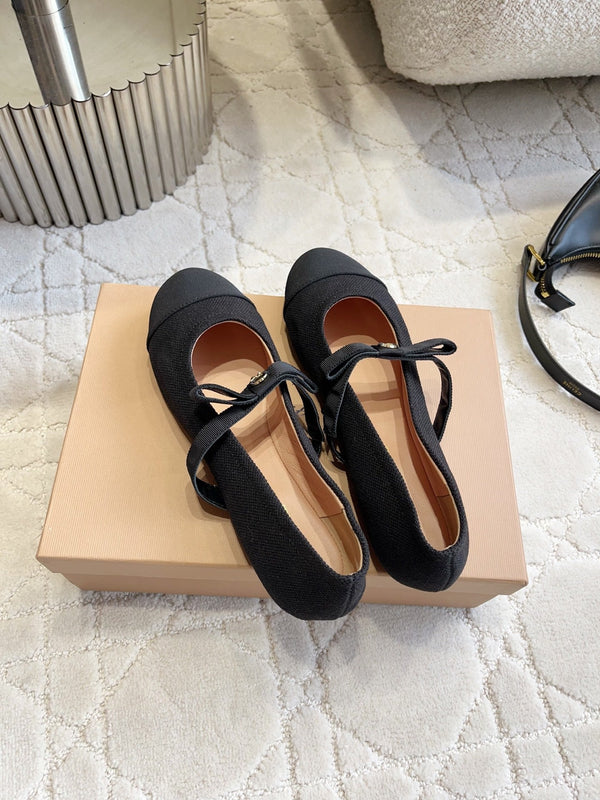 GR Mary Jane Flats Black Lambskin & Fabric 851887