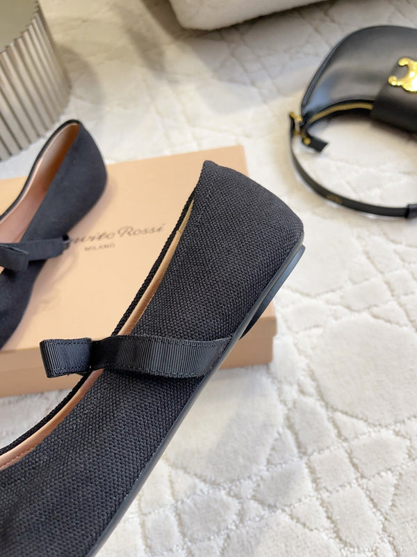 GR Mary Jane Flats Black Lambskin & Fabric 851887