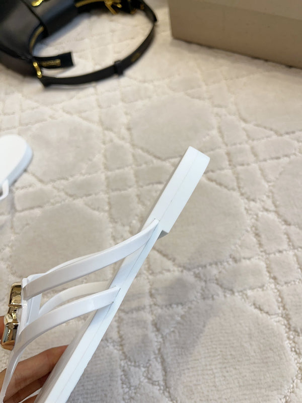 DG Logo Jelly Thong Sandals White Rubber 851868