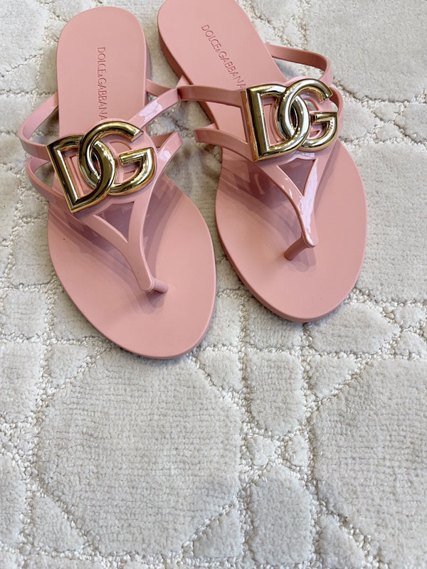 DG Logo Jelly Thong Sandals Pink Rubber 851867