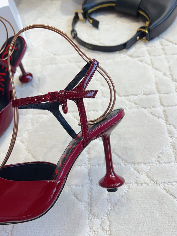 Loew Toy Square-Toe Pumps 10cm Burgundy Patent Leather 851643