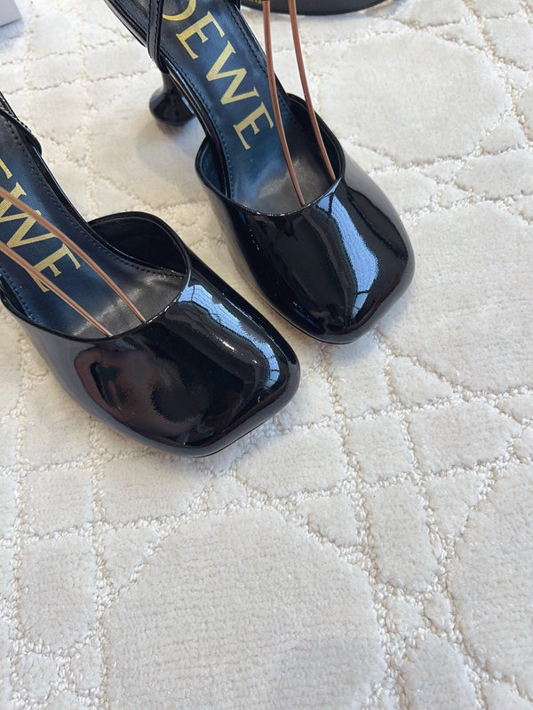 Loew Toy Square-Toe Pumps 10cm Black Patent Leather 851642