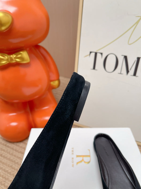 TR June Square Toe Mules Black Suede 856177