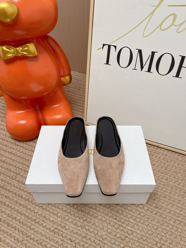 TR June Square Toe Mules Beige Suede 856176