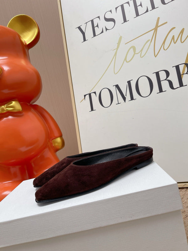 TR June Square Toe Mules Chocolate Suede 856175