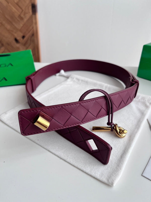 BV 26S Intreccio Andiamo Knot Buckle Belt 3cm Burgundy Calfskin 204859