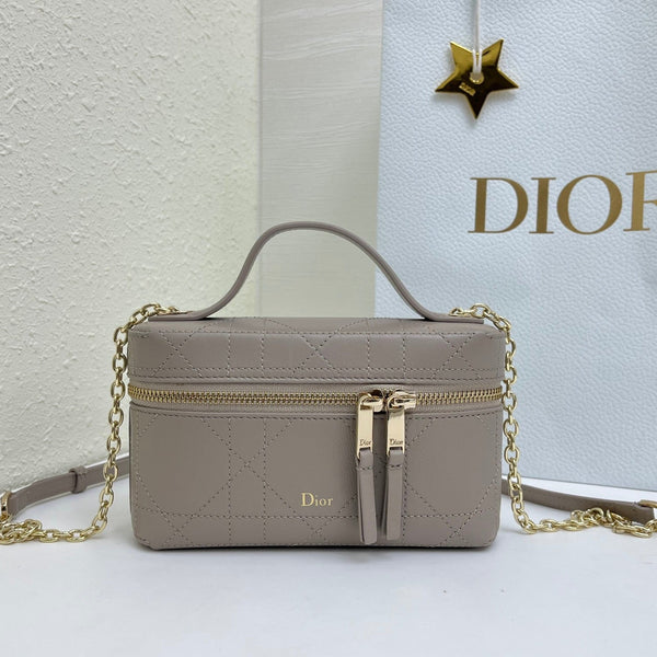 CD Cannage Vanity Chain Bag 19cm Grey Cowhide 158119