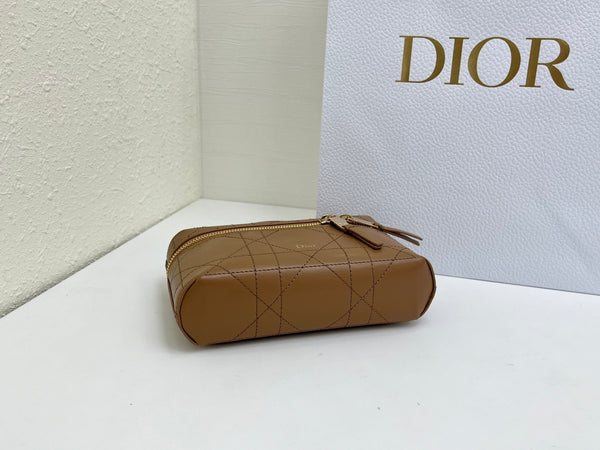 CD Cannage Vanity Chain Bag 19cm Brown Cowhide 158117