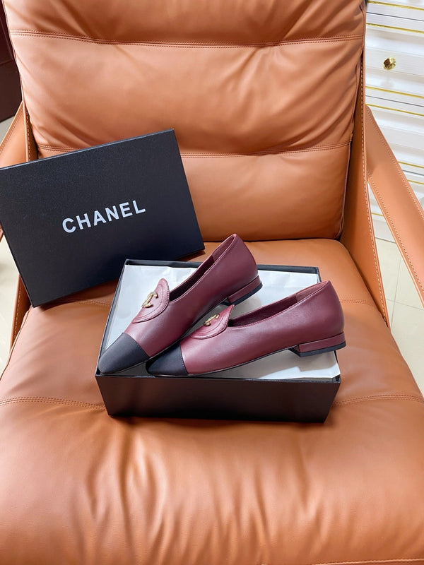 CC 26P Double C Loafers Burgundy Black Lambskin & Grosgrain 857973