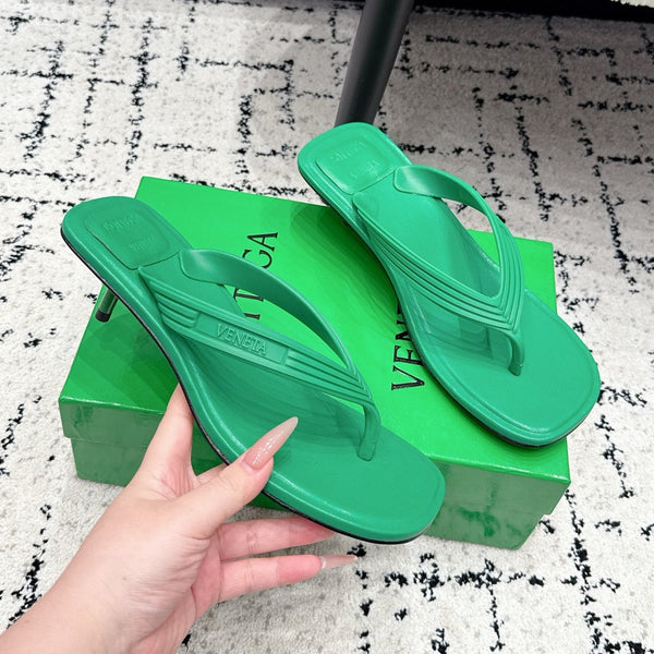 BV 26ss Thong Sandals 5cm Green TPU Rubber 858437