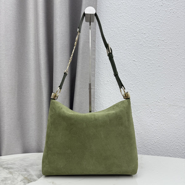 CD Diorly Shoulder Bag 31.5cm Olive Green Suede Leather 158558