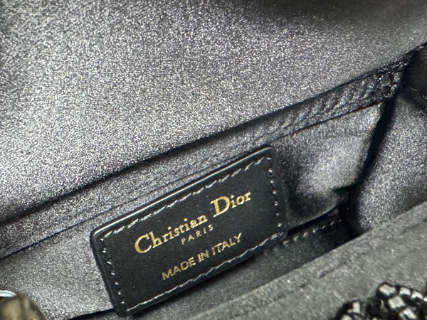 CD Mini Lady Dior 12cm Black Beaded Embroidered Cowhide Leather GHW 158590