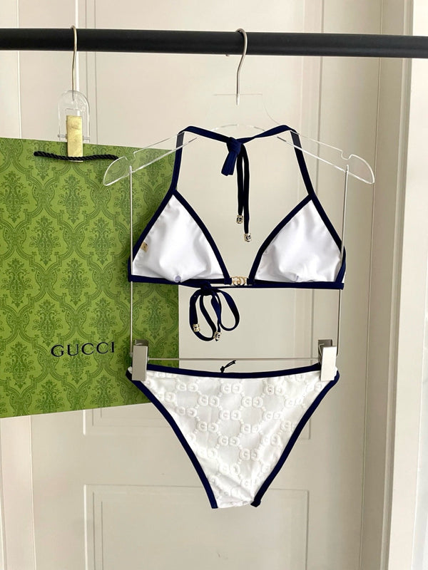 GG Jacquard Two-Piece Bikini Swimsuit White 330770
