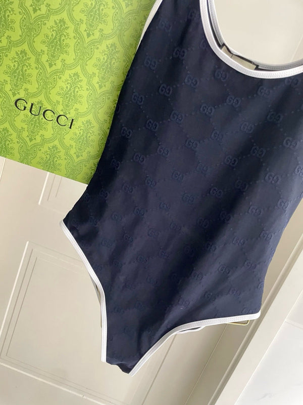 GG Jacquard One-Piece Swimsuit Navy 330773