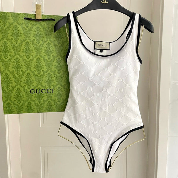GG Jacquard One-Piece Swimsuit White 330772