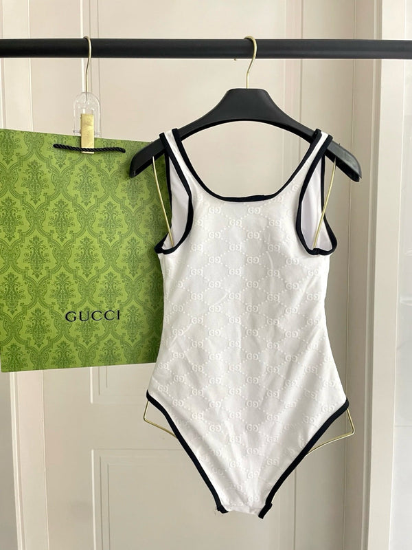 GG Jacquard One-Piece Swimsuit White 330772