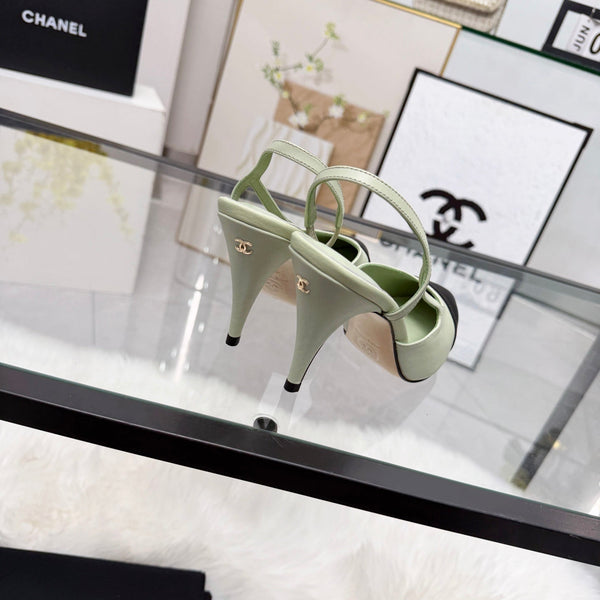 CC Slingback Pumps Lime Green Cowhide Leather 873846