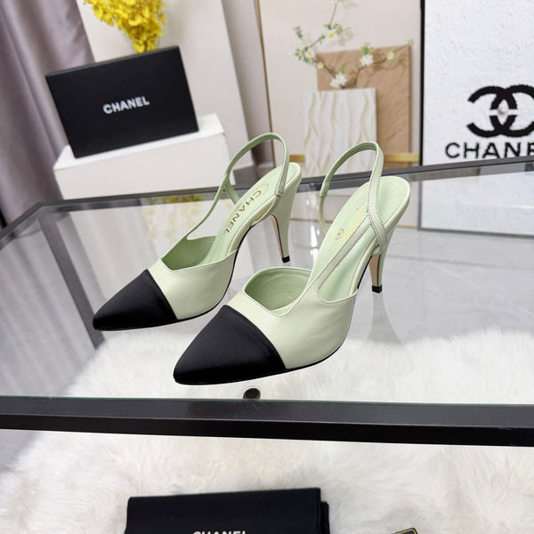 CC Slingback Pumps Lime Green Cowhide Leather 873846