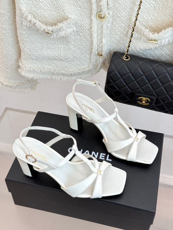CC 26A Strappy Stiletto Sandals White Leather 878669
