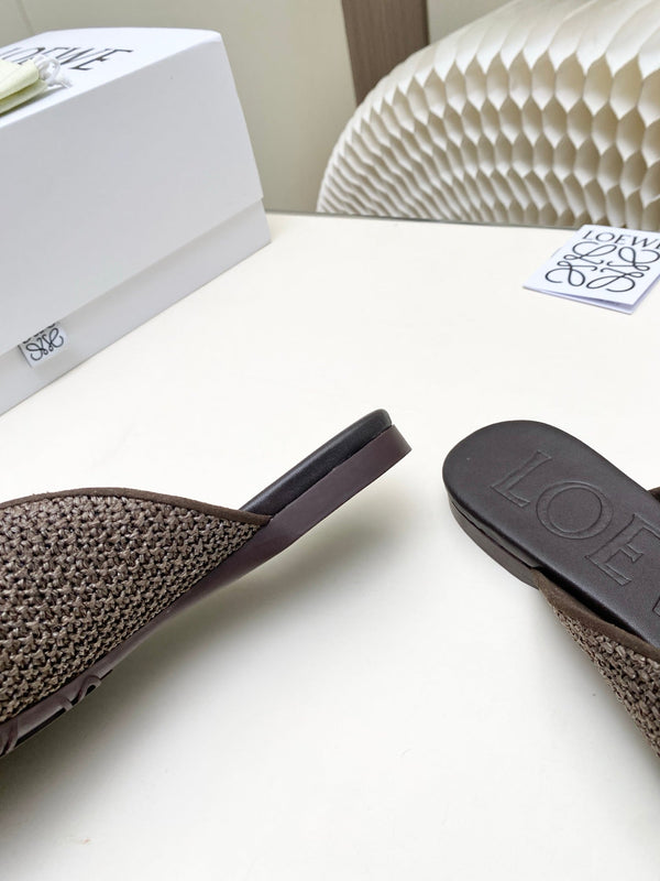 Loew Pebble Soft Slides Brown Lambskin Leather 881382