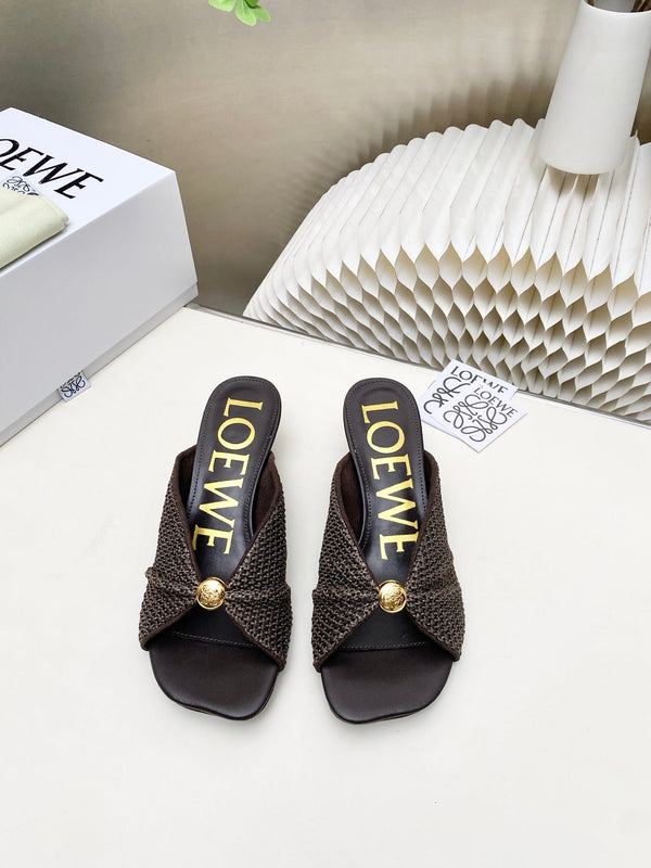 Loew Pebble Soft Sandals Chocolate Lambskin Leather 881363