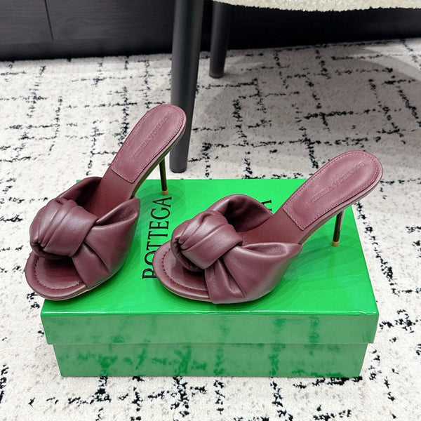 BV Knot Mule Sandals 9cm Burgundy Lambskin Leather 880939