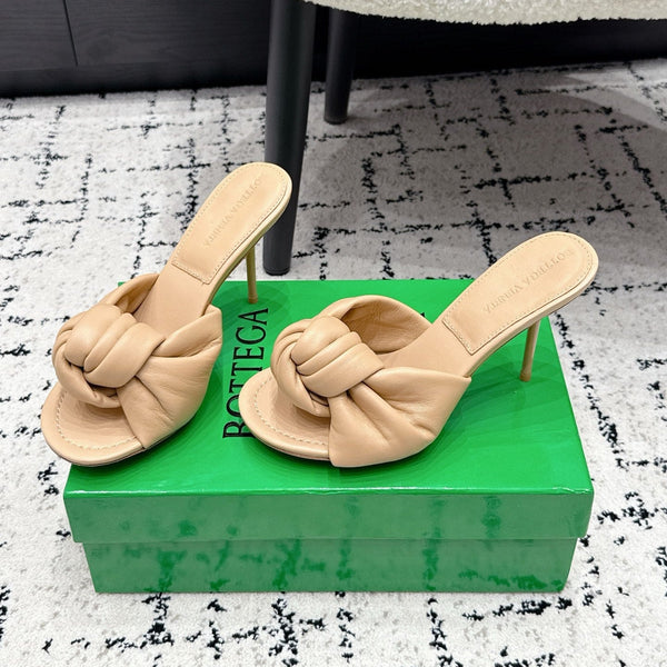 BV Knot Mule Sandals 9cm Beige Lambskin Leather 880938