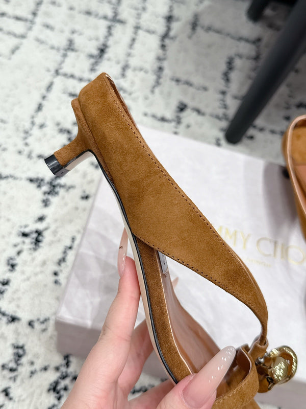 JC Emeri Stone Sandals 3cm Tan Suede Leather 880817