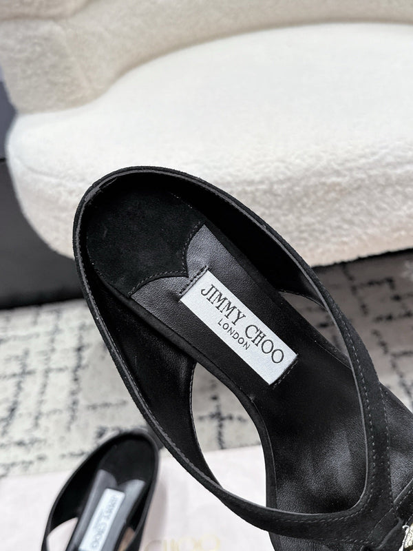JC Emeri Stone Sandals 3cm Black Suede Leather 880816