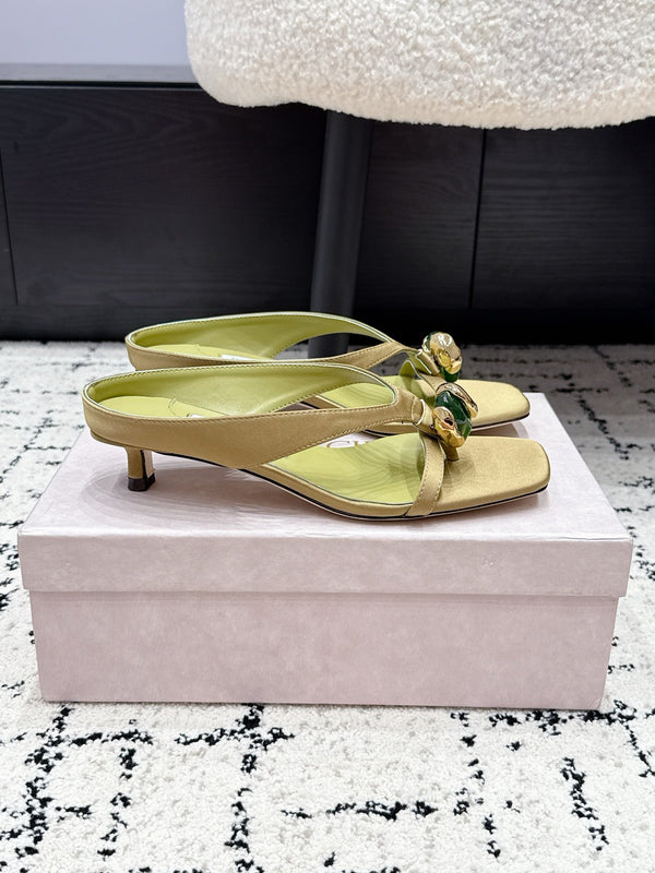 JC Emeri Stone Sandals 3cm Olive Green Suede Leather 880815
