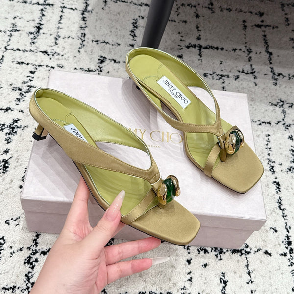 JC Emeri Stone Sandals 3cm Olive Green Suede Leather 880815