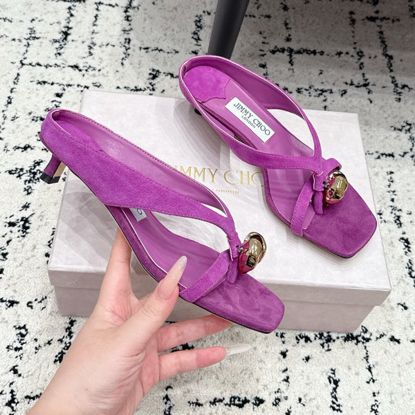 JC Emeri Stone Sandals 3cm Purple Suede Leather 880814