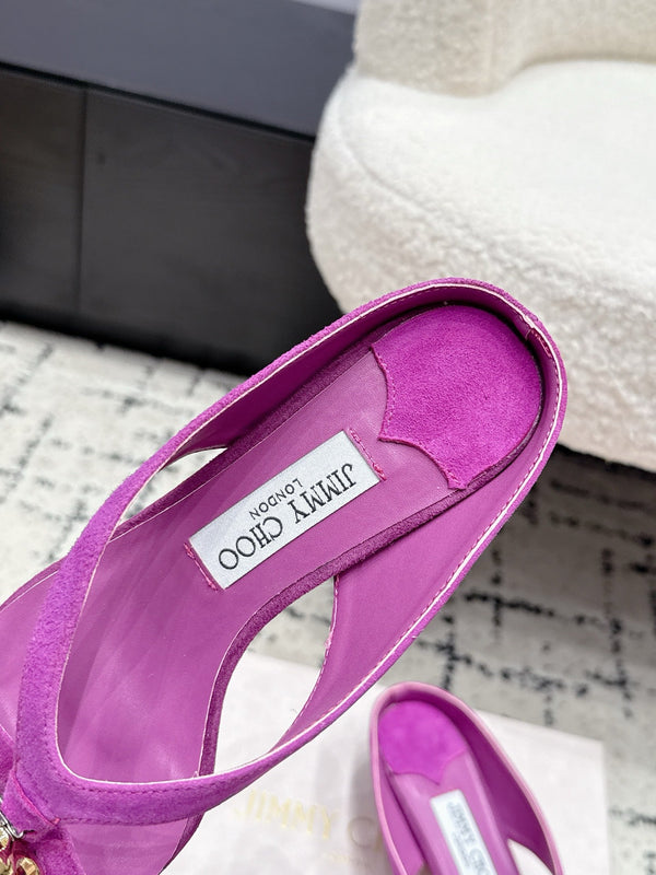 JC Emeri Stone Sandals 3cm Purple Suede Leather 880814