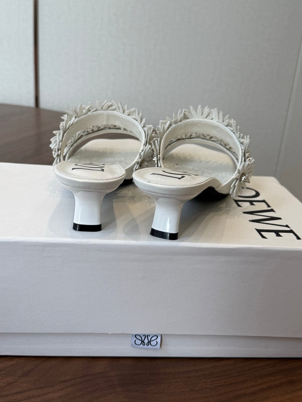 Loew Paula's Ibiza Petal Flower Sandals White Leather 889897