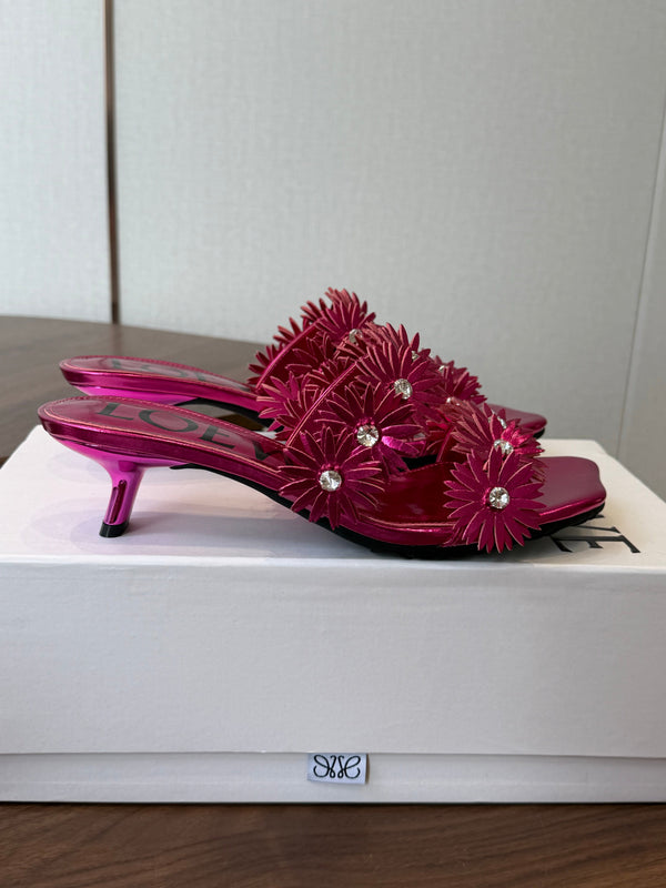 Loew Paula's Ibiza Petal Flower Sandals Pink Leather 889896