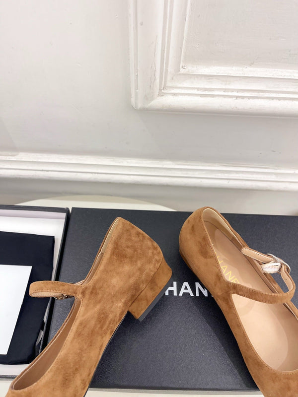 CC Square Toe Mary Jane Flats 2.5cm Brown Suede 891751
