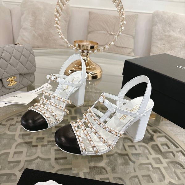 CC Cruise 2025/26 Slingback Sandals White Black Leather 890727