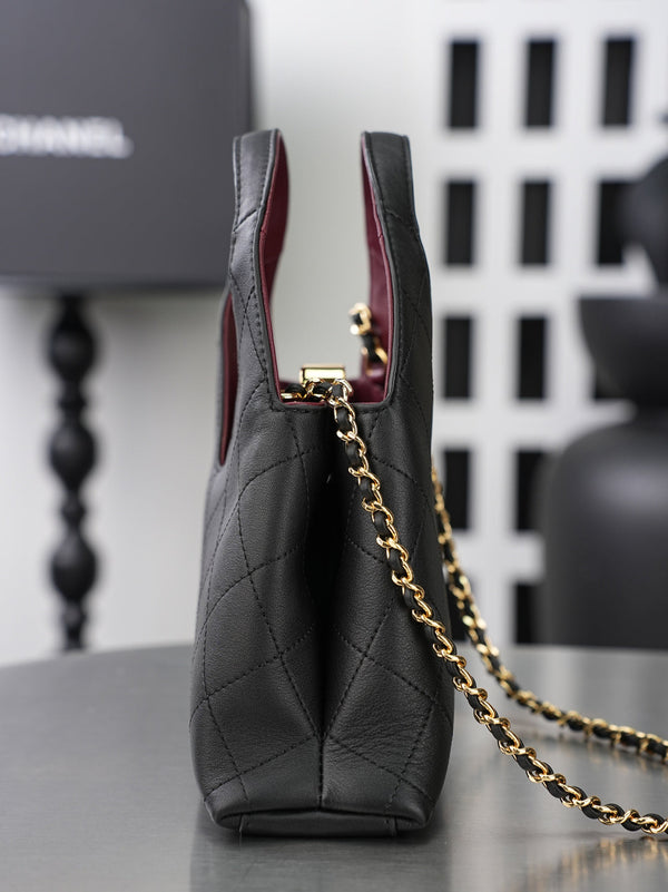 CC 26A Shopping Bag 23cm Black Lambskin