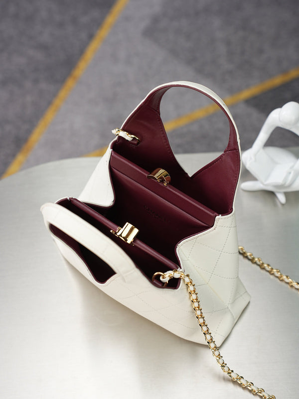 CC 26A Shopping Bag 23cm White Lambskin