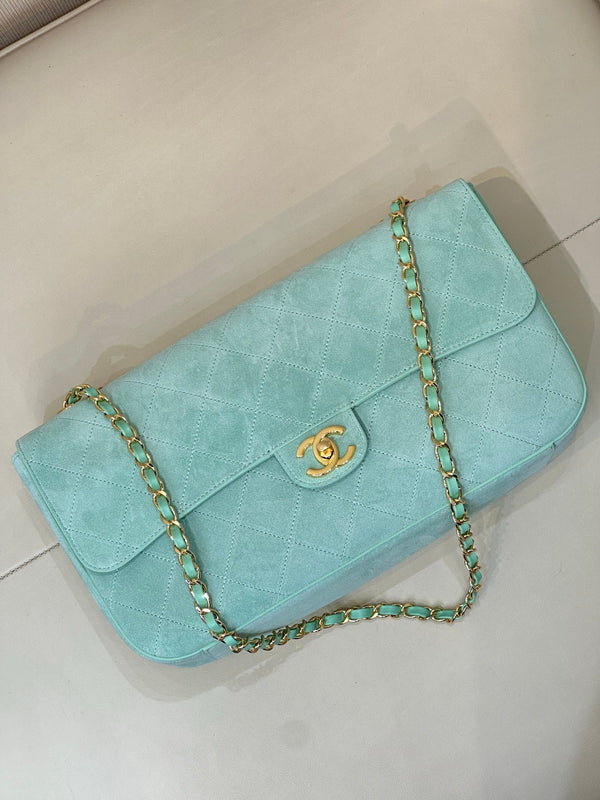 CC 26s Maxi Souplissimo Flap Bag Mint Green Suede