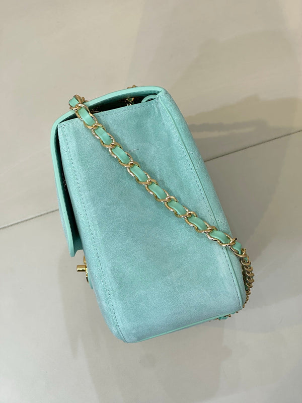 CC 26s Maxi Souplissimo Flap Bag Mint Green Suede