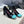 CC Square Toe Block Heel Pumps 90mm Black Teal Patent Leather 896863