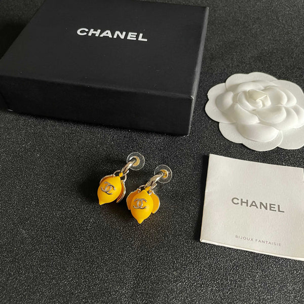 CC Lemon Stud Earrings Yellow Enamel 659651